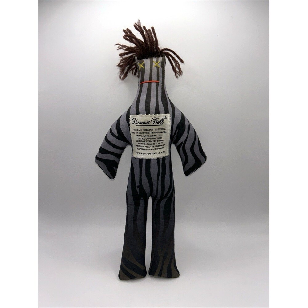 Dammit Doll Grey Black Zebra Print Stress Reliever Novelty Gag Gift Yarn Hair